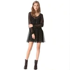 Free People Baby Dee Black Sheer Mini Dress M